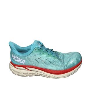 Hoka Clifton 8 Women's Teal and Red Athletic Shoes size 10B